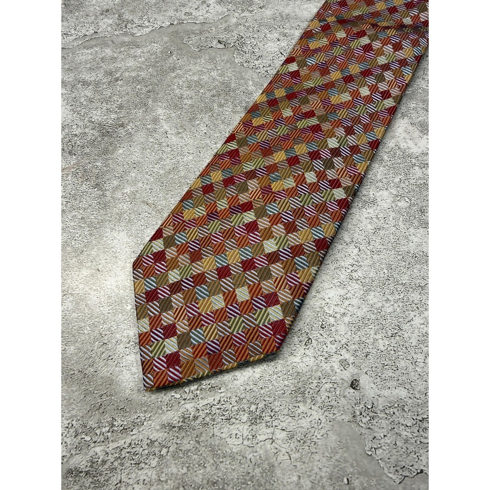 Peacock Silk Tie Mens One Size Multicolor Geometric Made In China Necktie